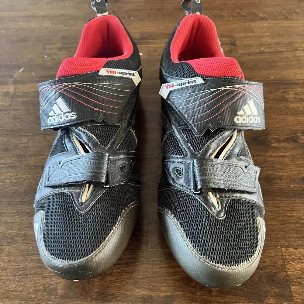 Adidas Mens Black and Red 2 Strap fastenser Cycling Shoes Size 9.5